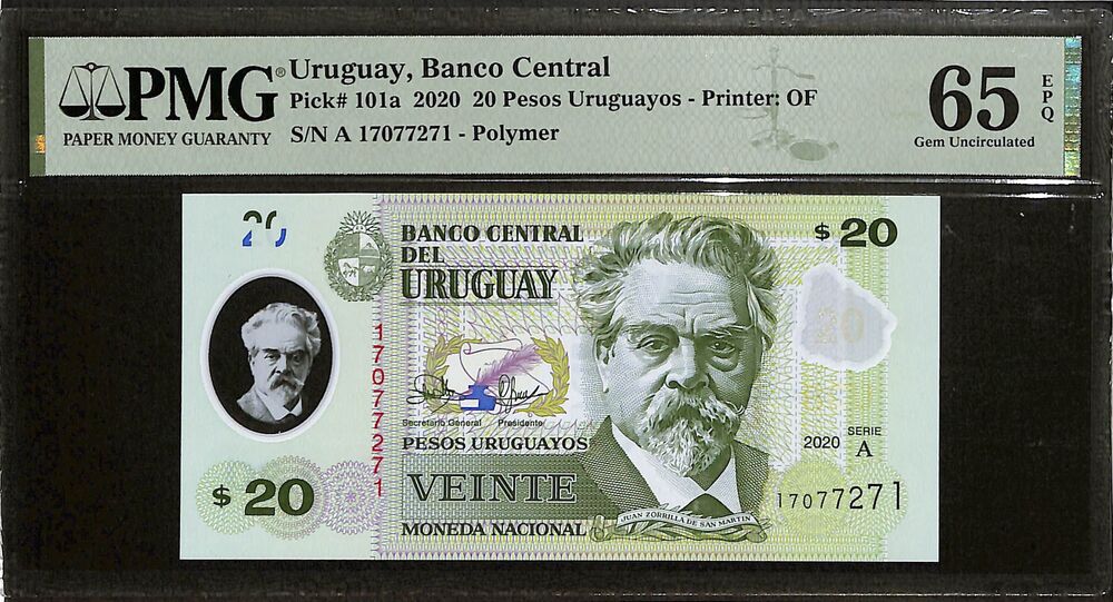 Uruguay - 20 Pesos Uruguayos 2020 - Pick # 101a - PMG 65 EPQ