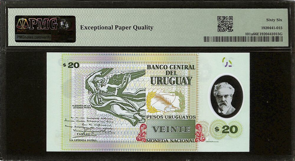 Uruguay - 20 Pesos Uruguayos 2020 - Pick # 101a - PMG 66 EPQ
