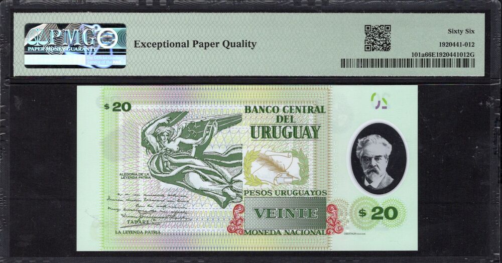 Uruguay - 20 Pesos Uruguayos 2020 - Pick # 101a - PMG 66 EPQ