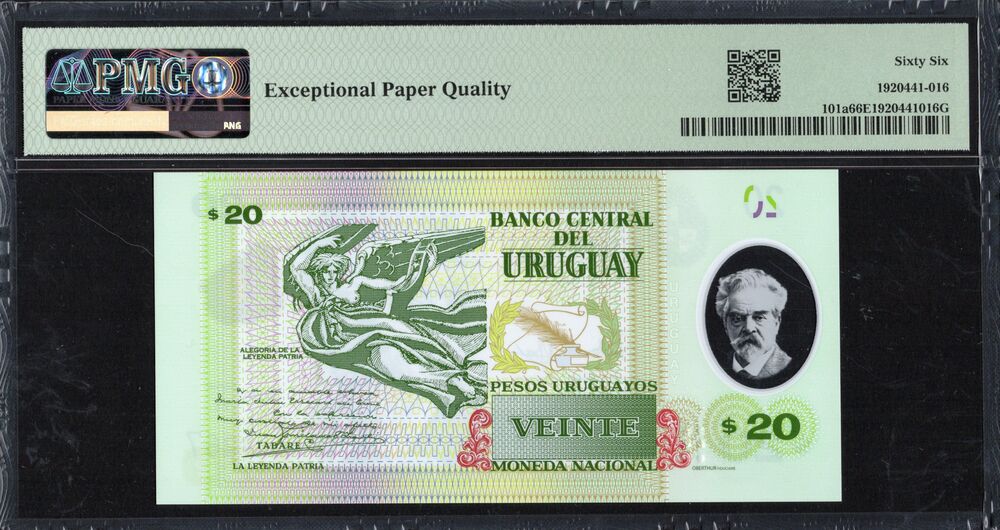 Uruguay - 20 Pesos Uruguayos 2020 - Pick # 101a - PMG 66 EPQ