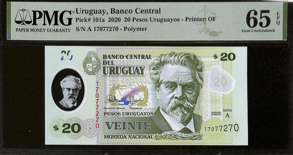 Uruguay - 20 Pesos uruguayos 2020 - Pick # 101a - PMG 65 EPQ