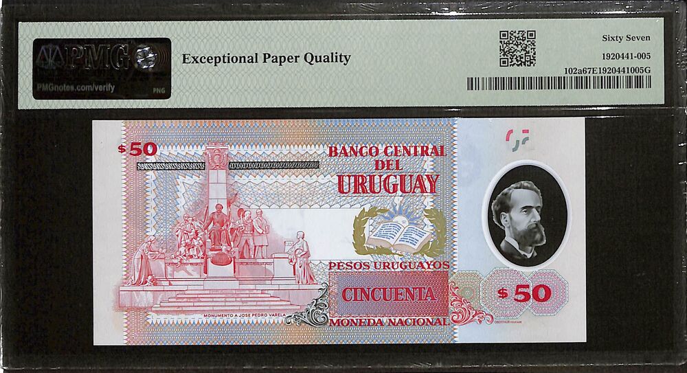 Uruguay - 50 Pesos Uruguayos 2020 - Pick # 102a - PMG 67 EPQ