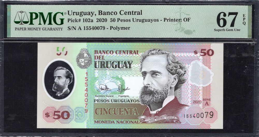 Uruguay - 50 Pesos Uruguayos 2020 - Pick # 102a - PMG 67 EPQ