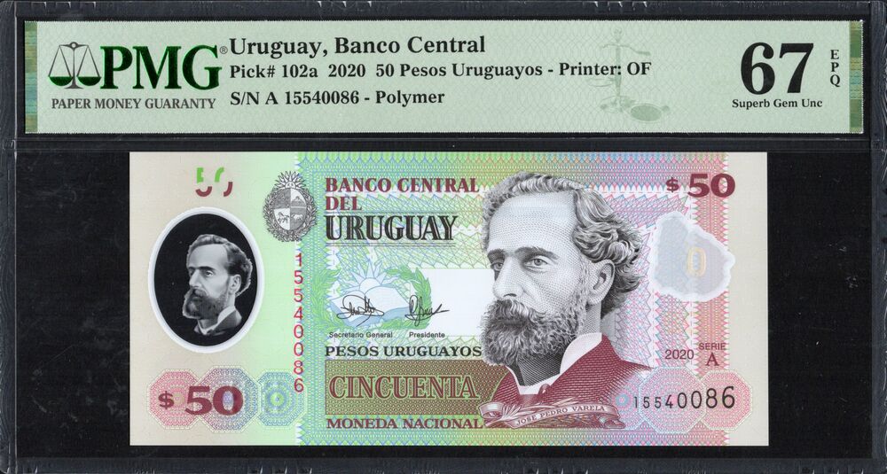 Uruguay - 50 Pesos Uruguayos 2020 - Pick # 102a - PMG 67 EPQ