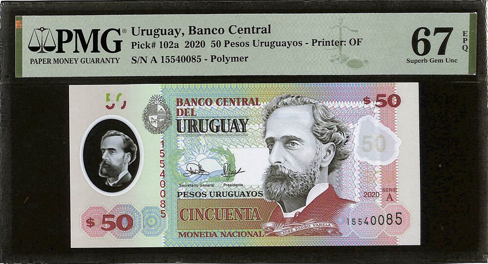 Uruguay - 50 Pesos Uruguayos 2020 - Pick # 102a - PMG 67 EPQ
