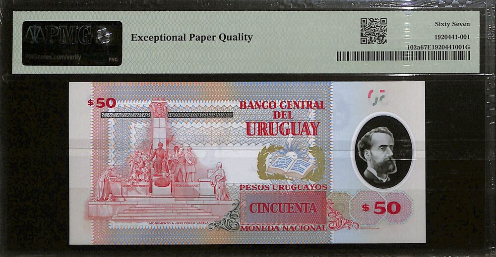 Uruguay - 50 Pesos Uruguayos 2020 - pick # 102a - PMG 67 EPQ
