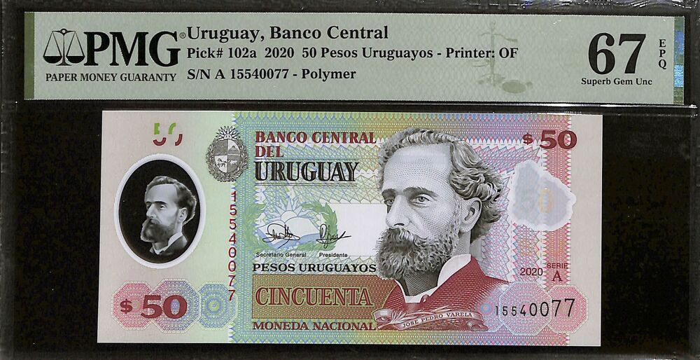 Uruguay - 50 Pesos Uruguayos 2020 - pick # 102a - PMG 67 EPQ