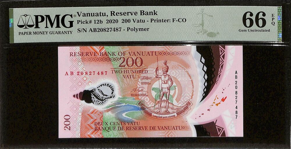 Vanuatu - 200 Vatu 2020 - pick # 12b - PMG 66 EPQ