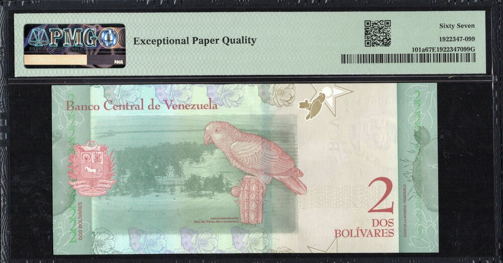 Venezuela - 2 Bolivares 2018 - Pick # 101a - PMG 67 EPQ