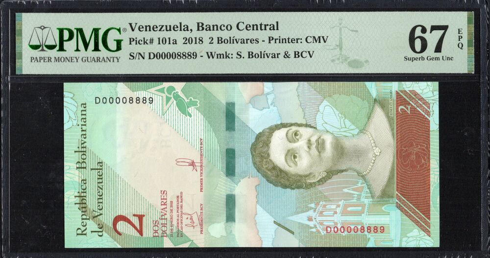 Venezuela - 2 Bolivares 2018 - Pick # 101a - PMG 67 EPQ
