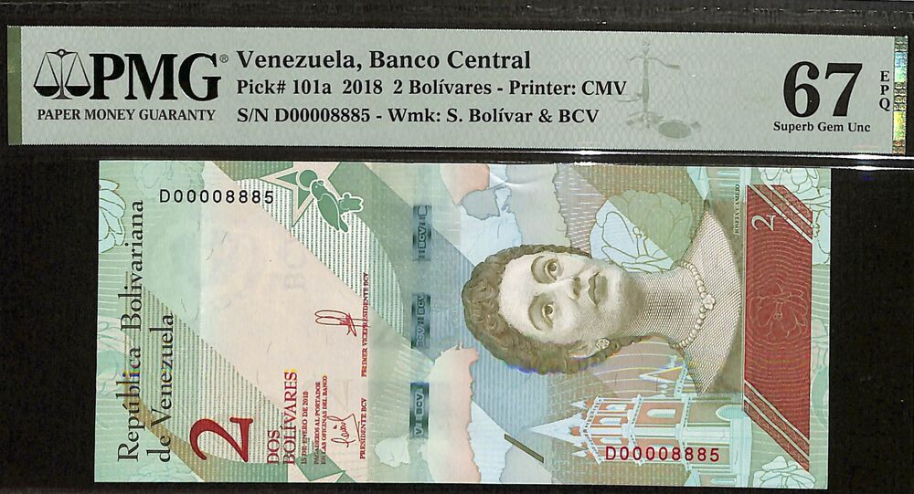 Venezuela - 2 Bolivares 2018 - Pick # 101a - PMG 67 EPQ
