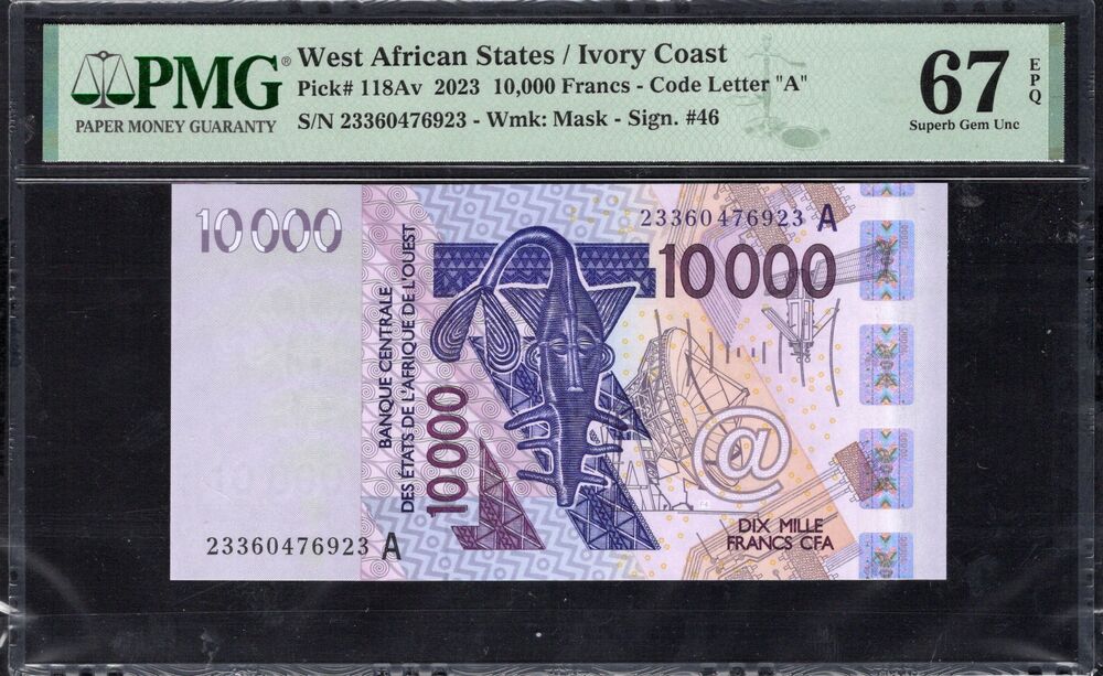 West African States / Ivory Coast - 10.000 Francs 2023 - Pick # 118Av - PMG 67 EPQ