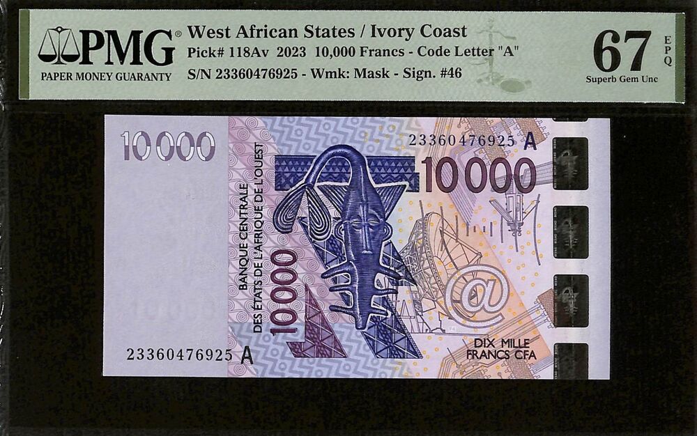 West African States - Ivory Coast - 10.000 Francs 2023 - Pick # 118Av - PMG 67 EPQ