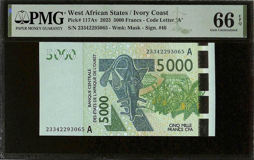 West African States - Ivory Coast - 5000 Francs 2023 - Pick # 117Av - PMG 66 EPQ