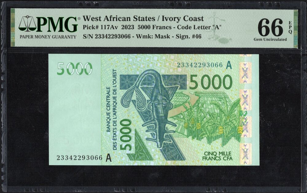 West African States - Ivory Coast - 5000 francs 2023 - Pick # 117Av - PMG 66 EPQ