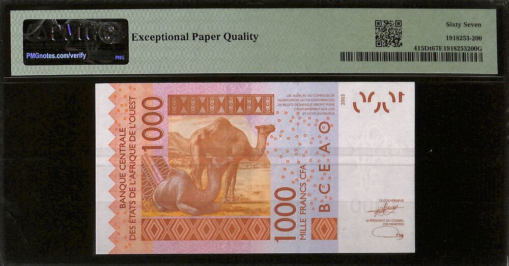 West African States - Mali - 1000 Francs 2023 - Pick # 415Dt - PMG 67 EPQ