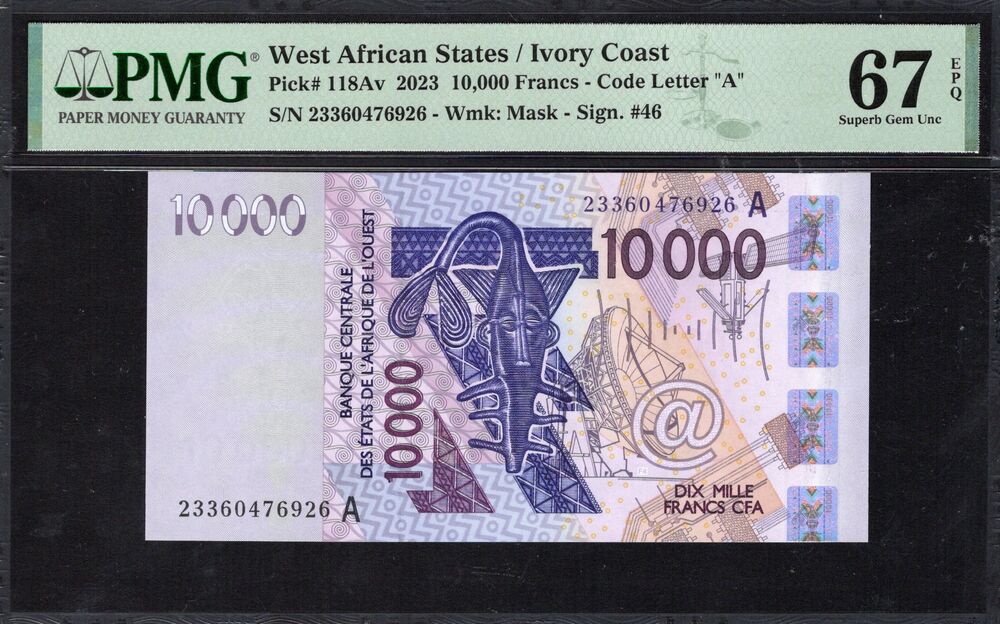 West African states - Ivory Coast - 10.000 Francs 2023 - Pick # 118Av - PMG 67 EPQ
