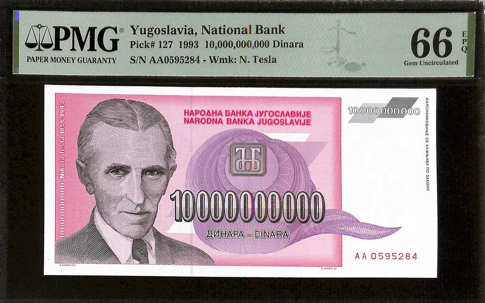 Yugoslavia - 10.000.000.000 Dinara 1993 - Pick # 127 - PMG 66 EPQ