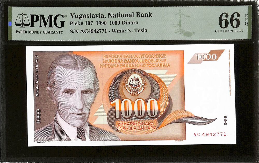 Yugoslavia - 1000 Dinara 1990 - Pick # 107 - PMG 66 EPQ
