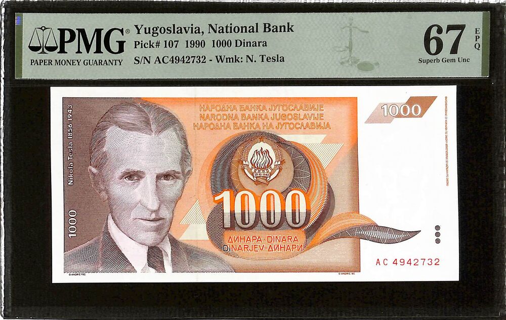 Yugoslavia - 1000 Dinara 1990 - Pick # 107 - PMG 67 EPQ