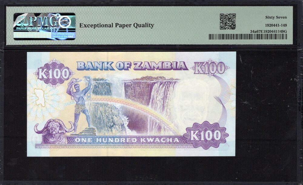 Zambia - 100 Kwacha ND (1991) - Pick # 34a - PMG 67 EPQ