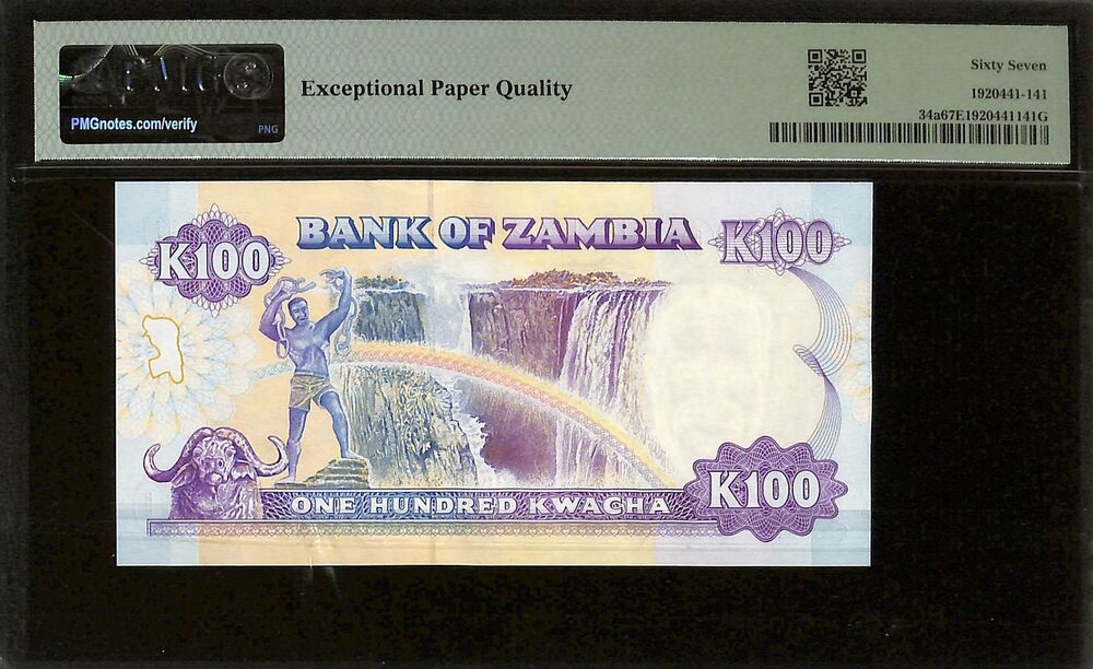 Zambia - 100 Kwacha ND (1991) - Pick # 34a - PMG 67 EPQ