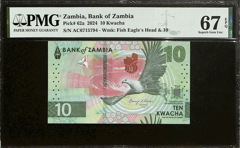 Zambia - 10 Kwacha 2024 - Pick # 62a - PMG 67 EPQ