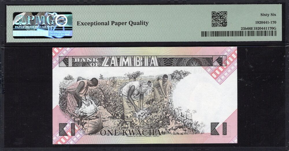 Zambia - 1 Kwacha ND (1980-88) - Pick # 23b - PMG 66 EPQ