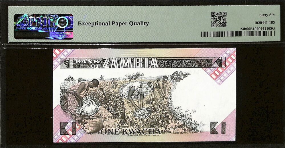 Zambia - 1 Kwacha ND (1980-88) - Pick # 23b - PMG 66 EPQ