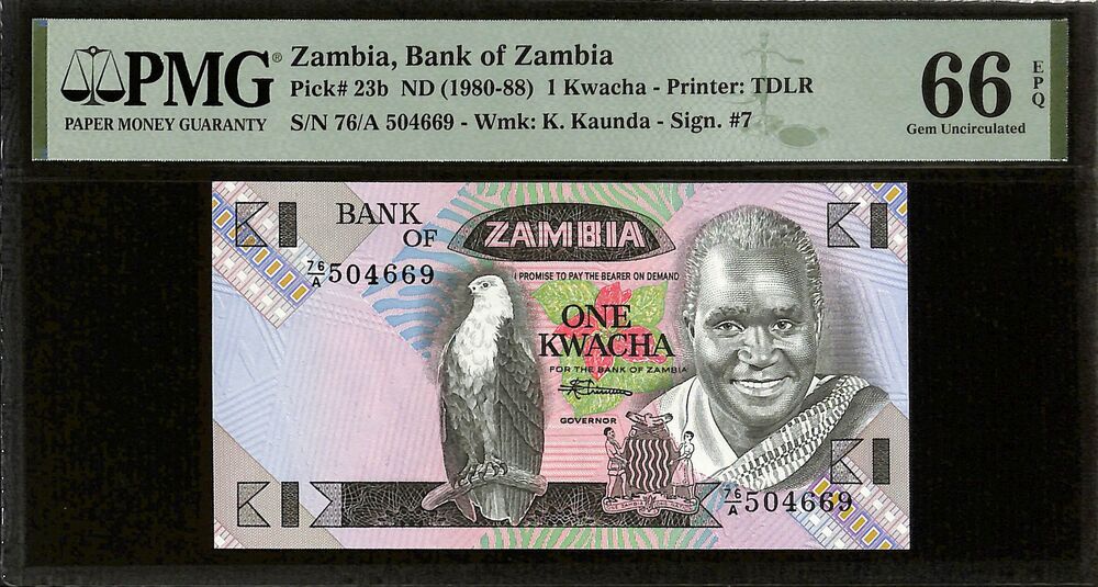 Zambia - 1 Kwacha ND (1980-88) - Pick # 23b - PMG 66 EPQ