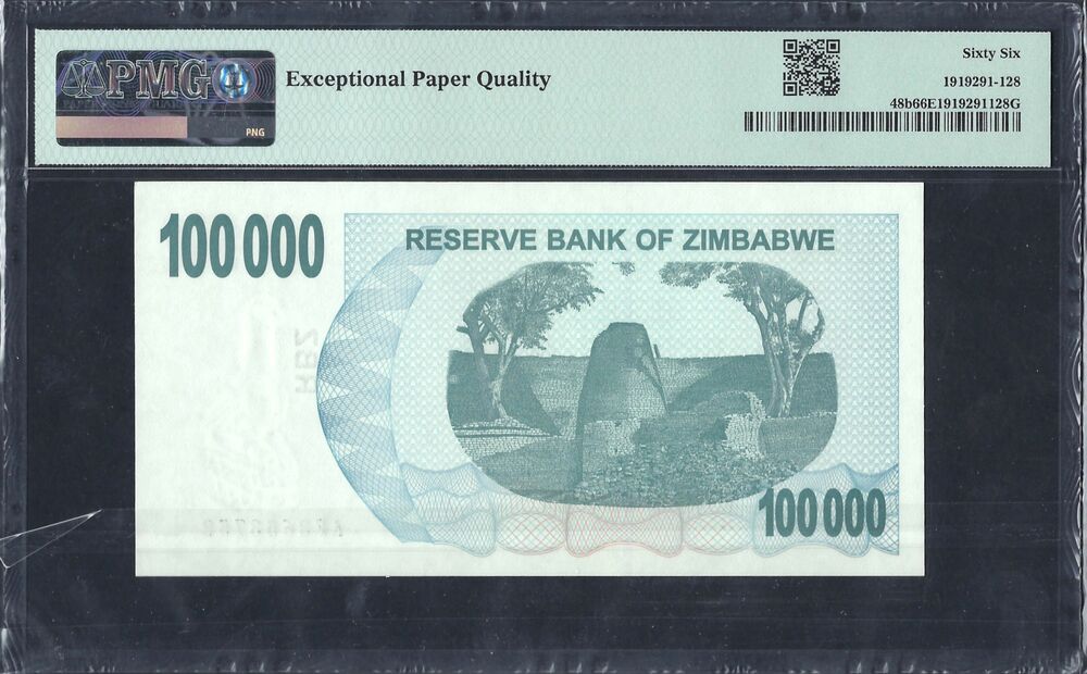 Zimbabwe - 100.000 Dollars 2006 - Pick # 48b - PMG 66 EPQ