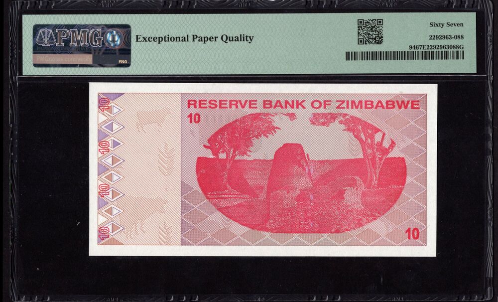 Zimbabwe - 10 Dollars 2009 - Pick # 94 - PMG 67 EPQ