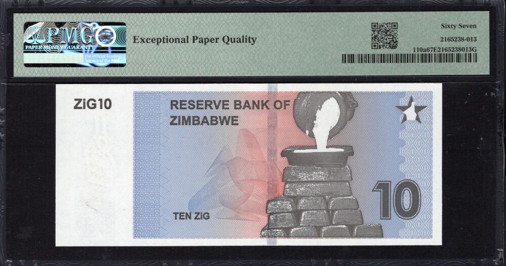 Zimbabwe - 10 ZiG 2024 - Pick # 110a - PMG 67 EPQ