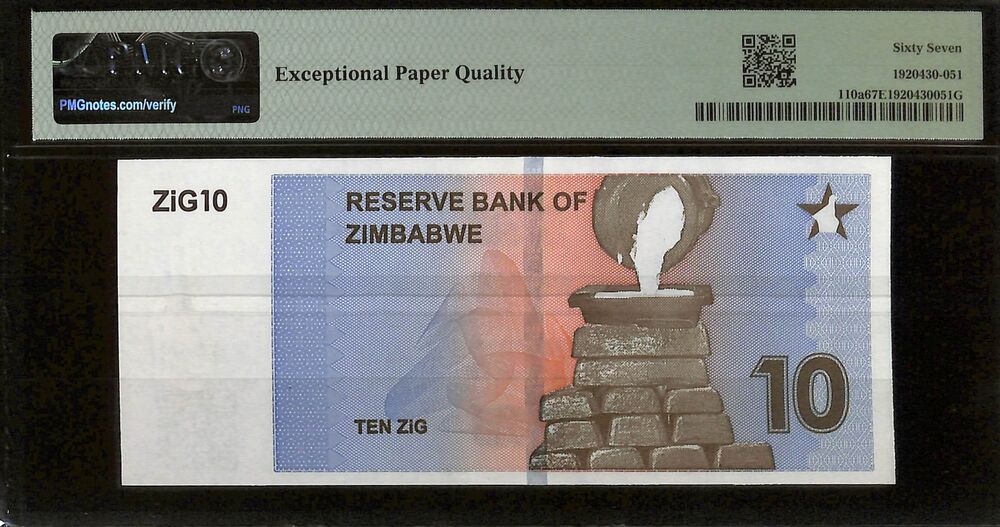 Zimbabwe - 10 ZiG 2024 - Pick # 110a - PMG 67 EPQ