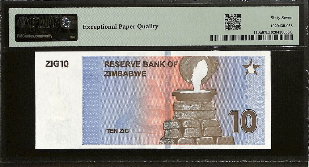 Zimbabwe - 10 ZiG 2024 - Pick # 110a - PMG 67 EPQ