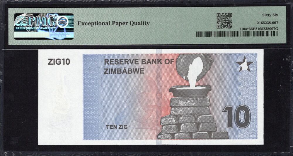 Zimbabwe - 10 ZiG 2024 - Pick # 110a* - REPLACEMENT - PMG 66 EPQ