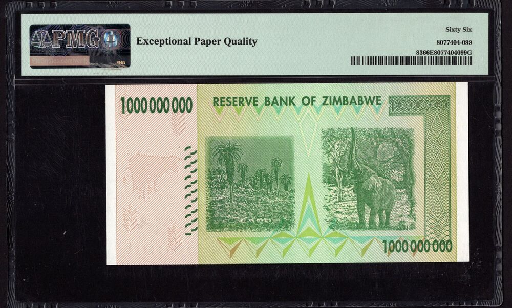 Zimbabwe - 1 Billion Dollars 2008 - Pick # 83 - PMG 66 EPQ