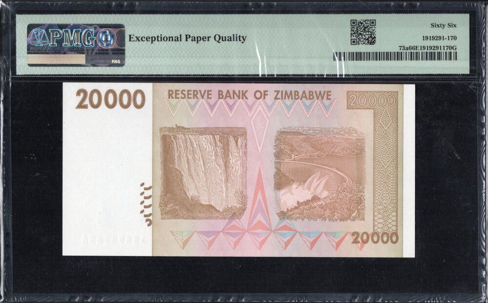 Zimbabwe - 20.000 Dollars 2008 - Pick # 73a - PMG 66 EPQ