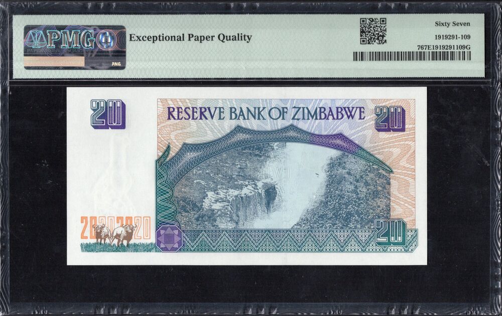 Zimbabwe - 20 Dollars 1997 - Pick # 7 - PMG 67 EPQ