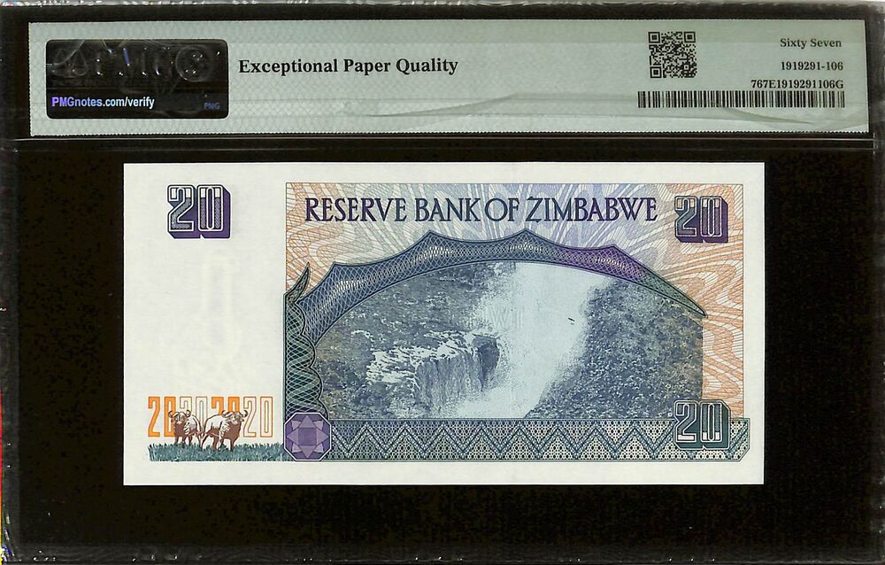 Zimbabwe - 20 Dollars 1997 - Pick # 7 - PMG 67 EPQ