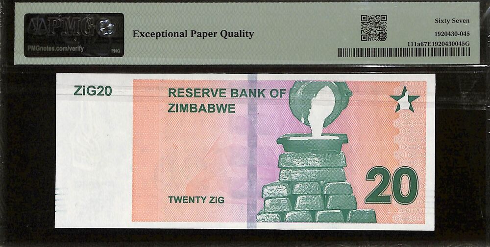 Zimbabwe -  20 ZiG 2024 - Pick # 111a - PMG 67 EPQ