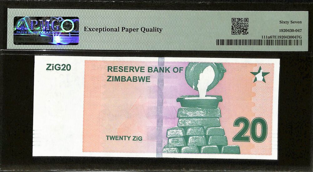 Zimbabwe - 20 ZiG 2024 - Pick # 111a - PMG 67 EPQ