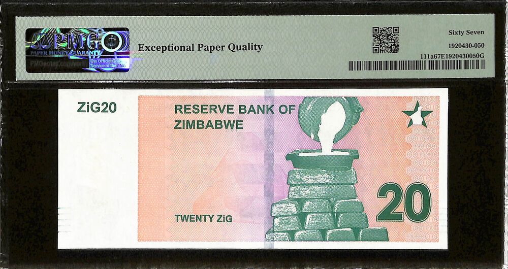 Zimbabwe - 20 ZiG 2024 - Pick # 111a - PMG 67 EPQ