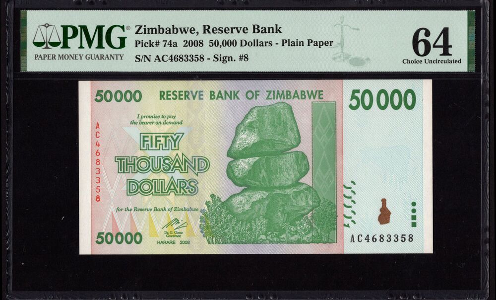 Zimbabwe - 50.000 Dollars 2008 - Pick # 74a - PMG 64