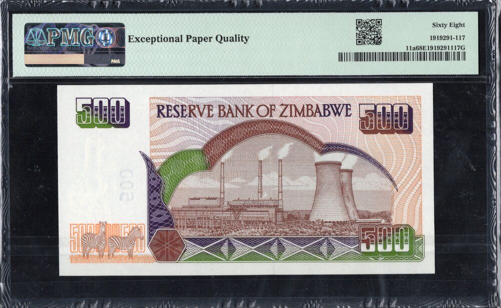 Zimbabwe - 500 Dollars 2001 - Pick # 11a - PMG 68 EPQ