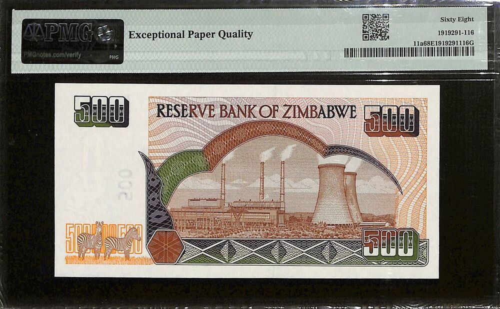 Zimbabwe - 500 Dollars 2001 - Pick # 11a - PMG 68 EPQ