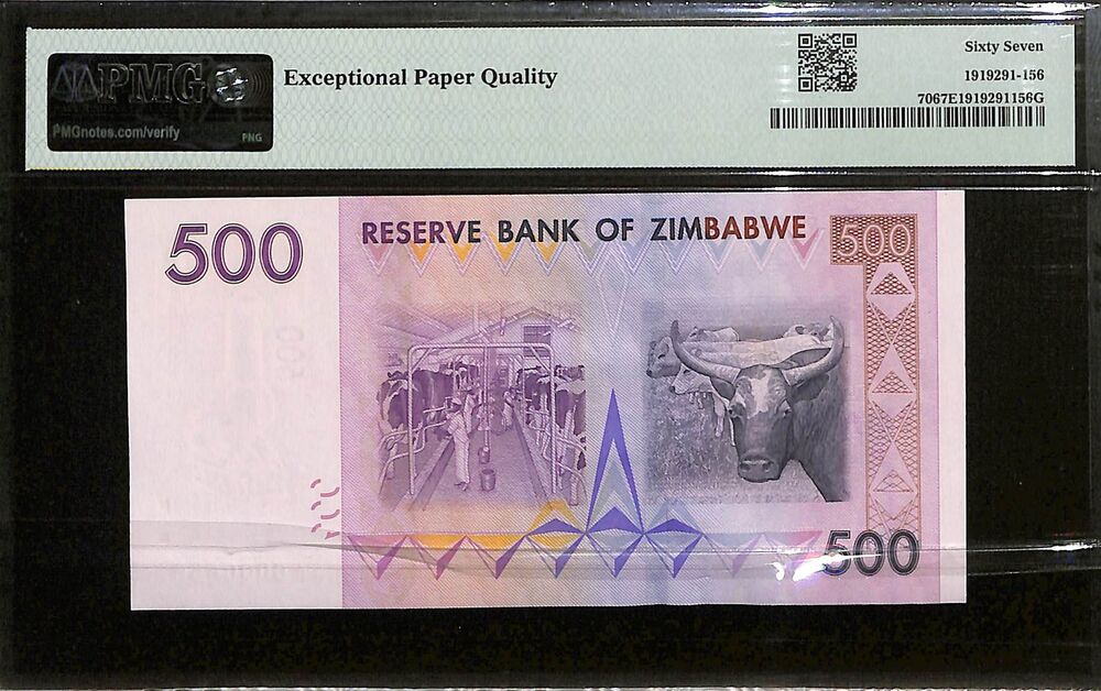 Zimbabwe - 500 Dollars 2007 - Pick # 70 - PMG 67 EPQ