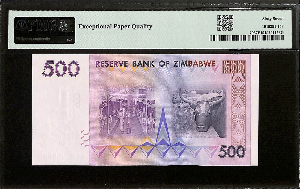 Zimbabwe - 500 Dollars 2007 - Pick # 70 - PMG 67 EPQ