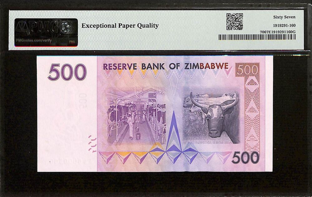 Zimbabwe - 500 Dollars 2007 - Pick # 70 - PMG 67 EPQ