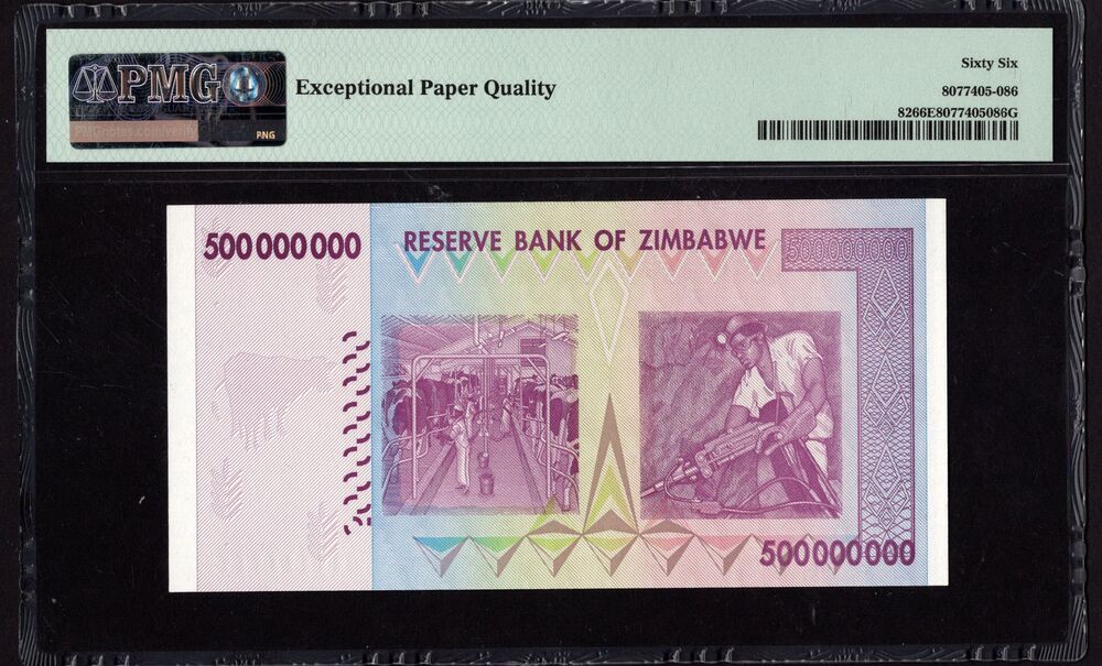 Zimbabwe - 500 Million Dollars 2008 - Pick # 82 - PMG 66 EPQ